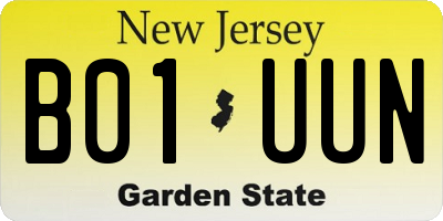 NJ license plate B01UUN