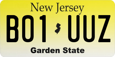 NJ license plate B01UUZ