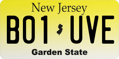 NJ license plate B01UVE