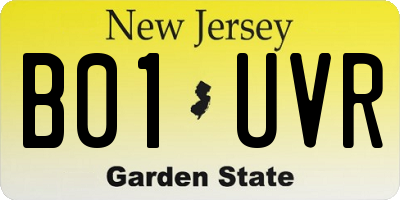 NJ license plate B01UVR