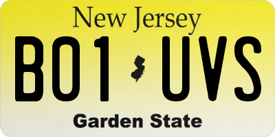 NJ license plate B01UVS