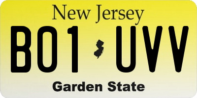 NJ license plate B01UVV