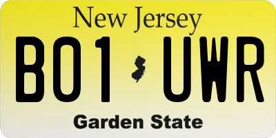 NJ license plate B01UWR