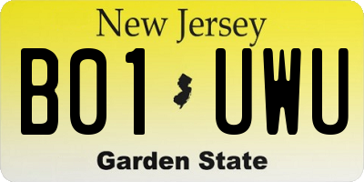 NJ license plate B01UWU