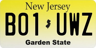 NJ license plate B01UWZ