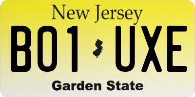 NJ license plate B01UXE