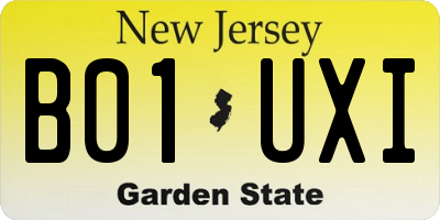 NJ license plate B01UXI