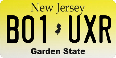 NJ license plate B01UXR
