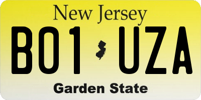 NJ license plate B01UZA