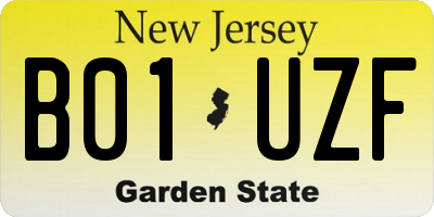 NJ license plate B01UZF