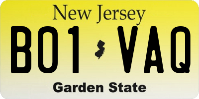 NJ license plate B01VAQ