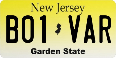 NJ license plate B01VAR