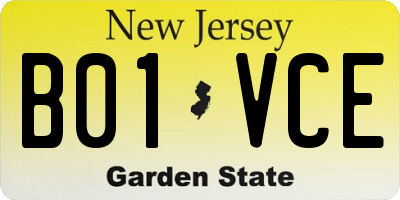 NJ license plate B01VCE