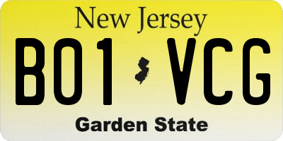 NJ license plate B01VCG