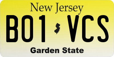 NJ license plate B01VCS