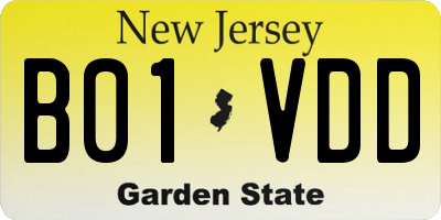 NJ license plate B01VDD