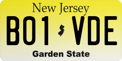 NJ license plate B01VDE