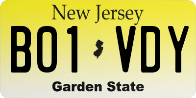 NJ license plate B01VDY