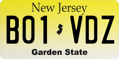 NJ license plate B01VDZ
