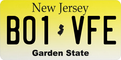 NJ license plate B01VFE