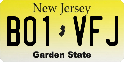 NJ license plate B01VFJ