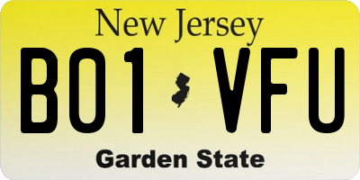NJ license plate B01VFU