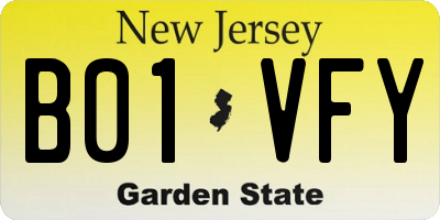 NJ license plate B01VFY