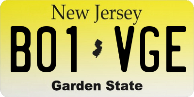 NJ license plate B01VGE