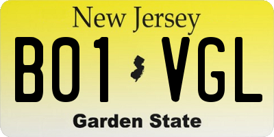 NJ license plate B01VGL