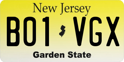 NJ license plate B01VGX