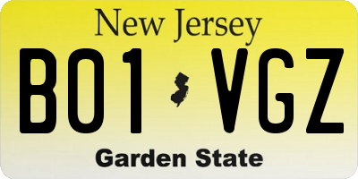 NJ license plate B01VGZ
