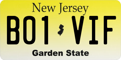 NJ license plate B01VIF