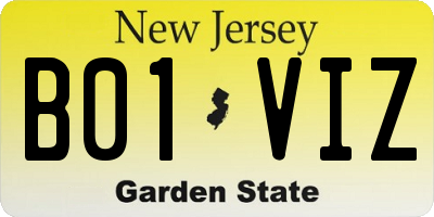 NJ license plate B01VIZ