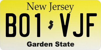 NJ license plate B01VJF