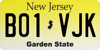 NJ license plate B01VJK