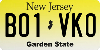 NJ license plate B01VKO