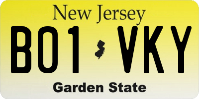 NJ license plate B01VKY