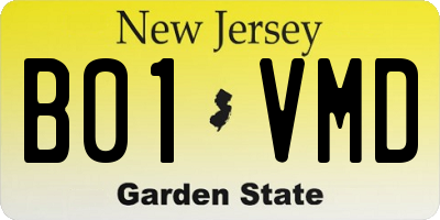 NJ license plate B01VMD