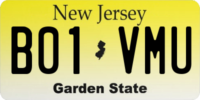 NJ license plate B01VMU