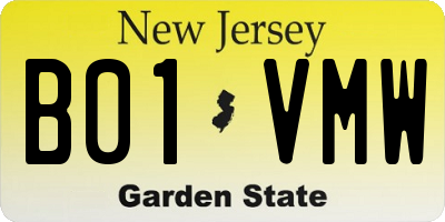 NJ license plate B01VMW