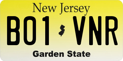 NJ license plate B01VNR