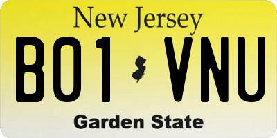 NJ license plate B01VNU