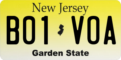 NJ license plate B01VOA