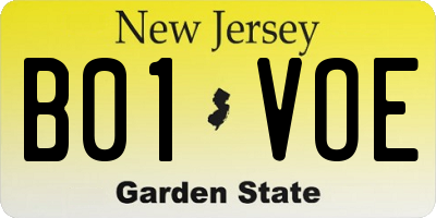 NJ license plate B01VOE