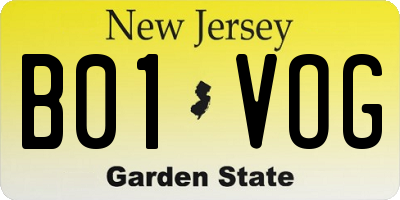 NJ license plate B01VOG
