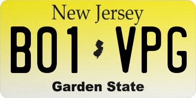 NJ license plate B01VPG