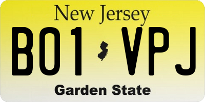 NJ license plate B01VPJ