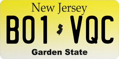 NJ license plate B01VQC