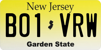 NJ license plate B01VRW
