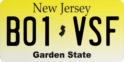 NJ license plate B01VSF